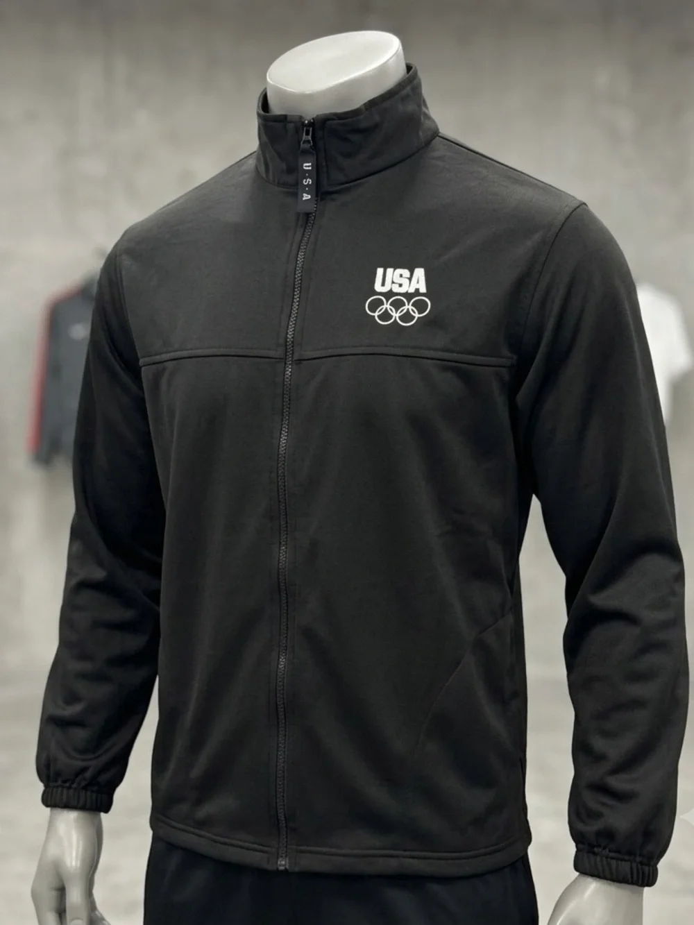 USA Olympics Jacket Mens XL Black Team USA Full Zip Olympic Committee Warm Up
